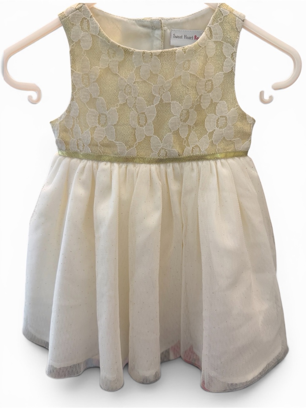 Sweet Heart Rose Ivory Dress with Gold Lace Bodice